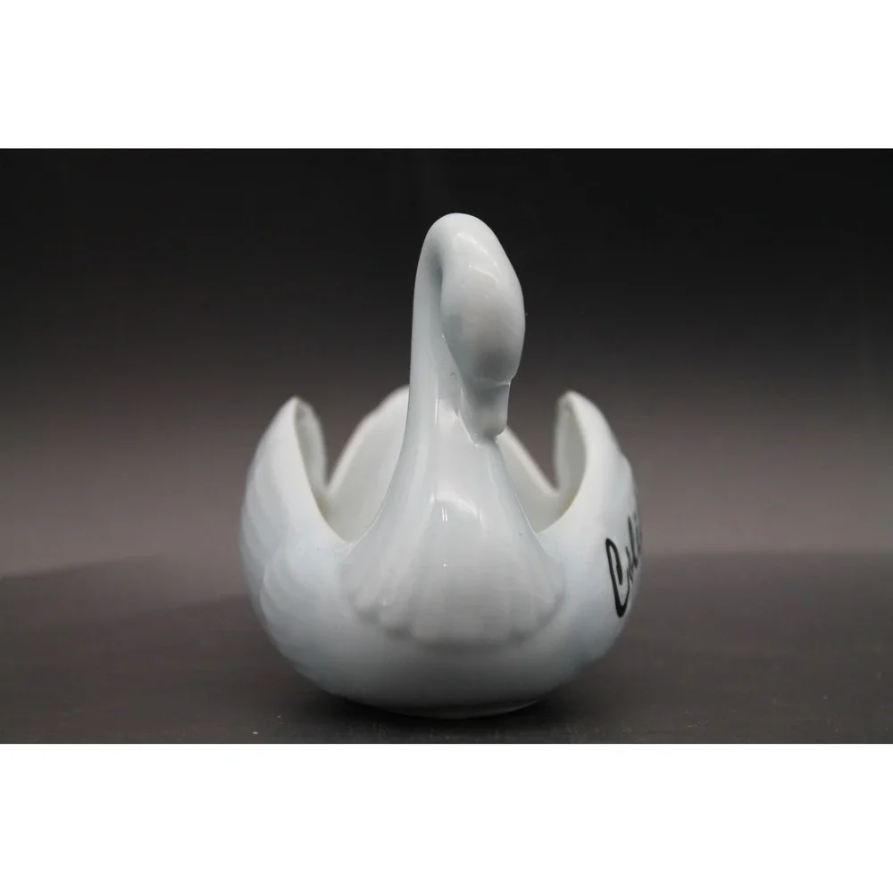 Vintage California Swan Candle Holder Light Blue Porcelain Made in Japan 4